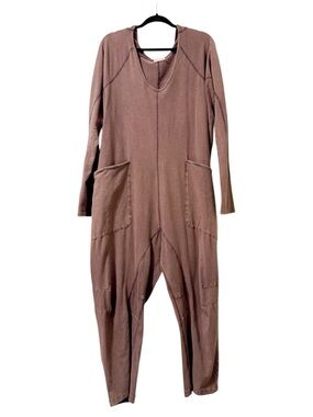 FP Movement Hot Shot Long Sleeve Onesie Espresso Brown Jumpsuit Size Medium